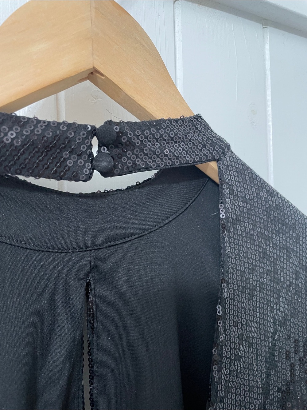 Sequin Tie-Back Long Sleeve Top - Black - m - Picture 5 of 9